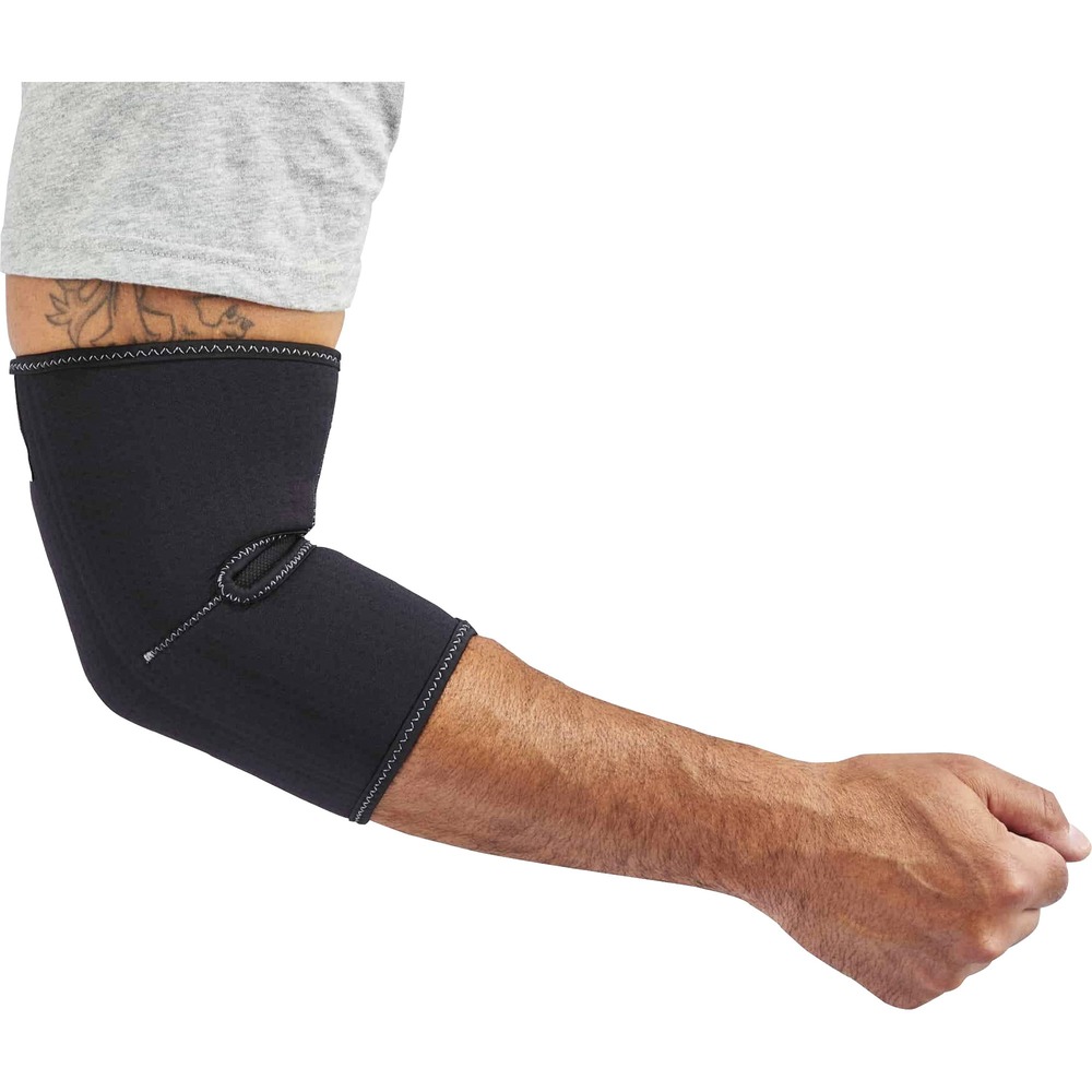 EGO16576 - Wear the 650 Compression Elbow Sleeve on and off the jobsite for comfortable, elbow and joint support. Brace reduces joint pain and swelling by increasing blood flow to the elbow and enhancing joint flexibility. Perforated neoprene and spandex mesh enhance airflow to minimize sweat production under sleeve. Compression sleeves is made of comfortable material that doesn't hinder your range of motion. Elbow support fits on either arm with its accommodating design that easily slips on and conforms to your arm size. Layer under or over your clothes with its low-profile material. Elbow support is created for workers, athletes or anyone needing additional support for injuries. Brace will not bother people with latex allergies thanks to the latex-free material. Machine-wash sleeve to quickly use the next day.