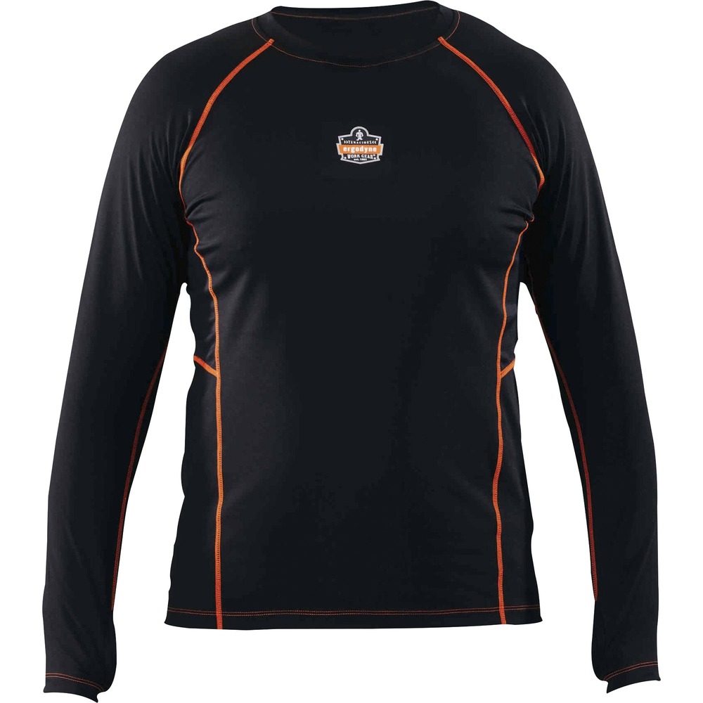 EGO40204 - 6435 Base Layer Long Sleeve Shirt is a medium-weight, comfortable layer that provides warmth in cold conditions. Stretch fit does not restrict movements. Material avoids causing you to overheat yet warms your core temperature. Easily layer under sweatshirts and jackets because this shirt does not bulk or add unnecessary weight. Tuck the shirt into pants or overalls with the long tail hem. To enhance breathability and mobility, design fits looser on the skin. Raglan sleeves and wider underarms allow a full range of motion without having uncomfortable material rubbing the skin. Flatlock seams and no added tags eliminate irritation and chafing. Place your thumbs in the designated loops to keep the sleeves in place and the wind out. Stay dry and warm with the moisture-wicking technology that absorbs sweat. Remain fresh all day with the anti-odor treatment that combats intense smells. Machine-wash to easily wear the next day.