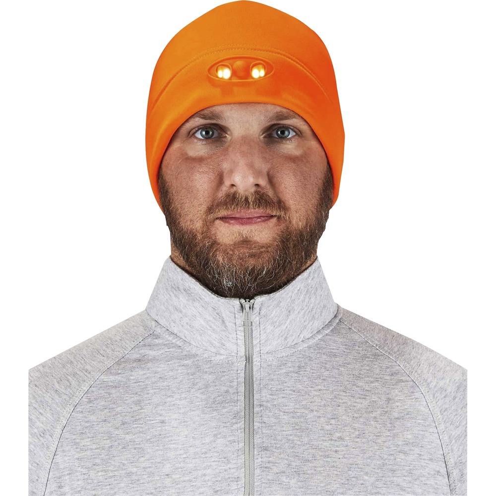 EGO16804 - 6804 Beanie Hat with LED Lights is a compression hat made with four dual-action, LED Lights. This beanie provides a hands-free lighting solution for any cold weather situation. Switch between two light settings: angled lighting for close-up, detailed tasks and out lights for distant viewing up to 72' away. Its low-profile yet powerful lighting has a runtime of 68 hours for all-day use while working. Wear this hat in cold weather with its soft, compression fleece interior that traps heat for consistent warmth throughout the day. Beanie doesn't bulk under headgear and creates a comfortable fit without excessive material. This beanie is ideal for working outside in low-light conditions such as in garages and warehouses.