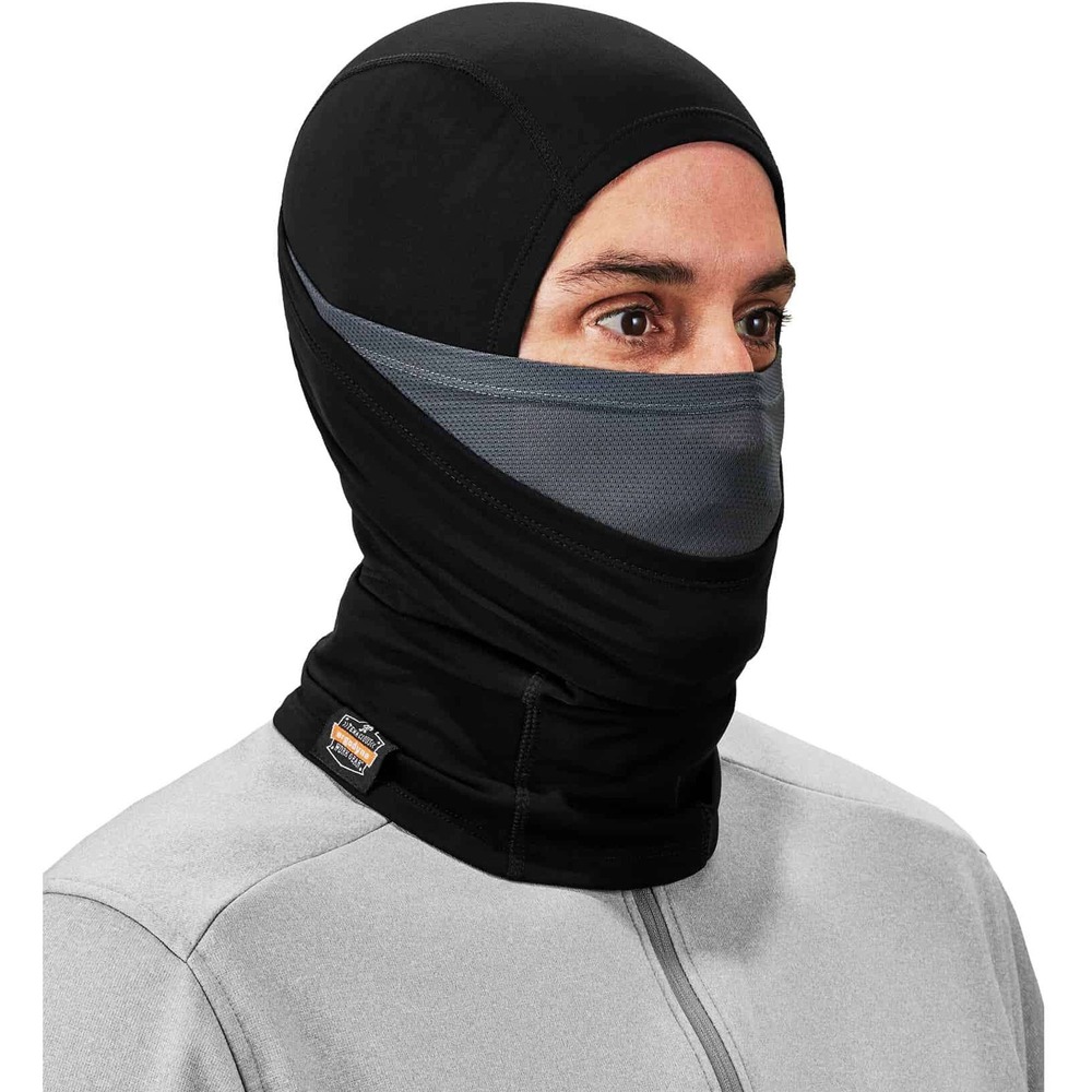 EGO16844 - 6844 Balaclava Face Mask provides formfitting comfort and protection from cold, wind or snow. This balaclava works as a ski mask to protect everything but your eyes from the elements. A double layer of fabric covers your nose and mouth: a nylon/spandex fabric, outer layer for warmth and a soft, mesh inner layer for breathability. Move the layers below or above your chin depending on your needs. Use mesh layer in warm weather for breathable protection. This feature prevents your glasses from fogging up while working. This stretchy, quick-drying face mask eliminates moisture and cold. Wear this versatile balaclava as a face mask or neck gaiter, or use it as a base layer under a hard hat. Tuck the neck portion into a jacket to seal out cold. This is the perfect winter face mask for those working in construction, freight, mining, oil and gas and more. Wear this face mask during outdoor activities such as hunting, skiing or climbing as well.