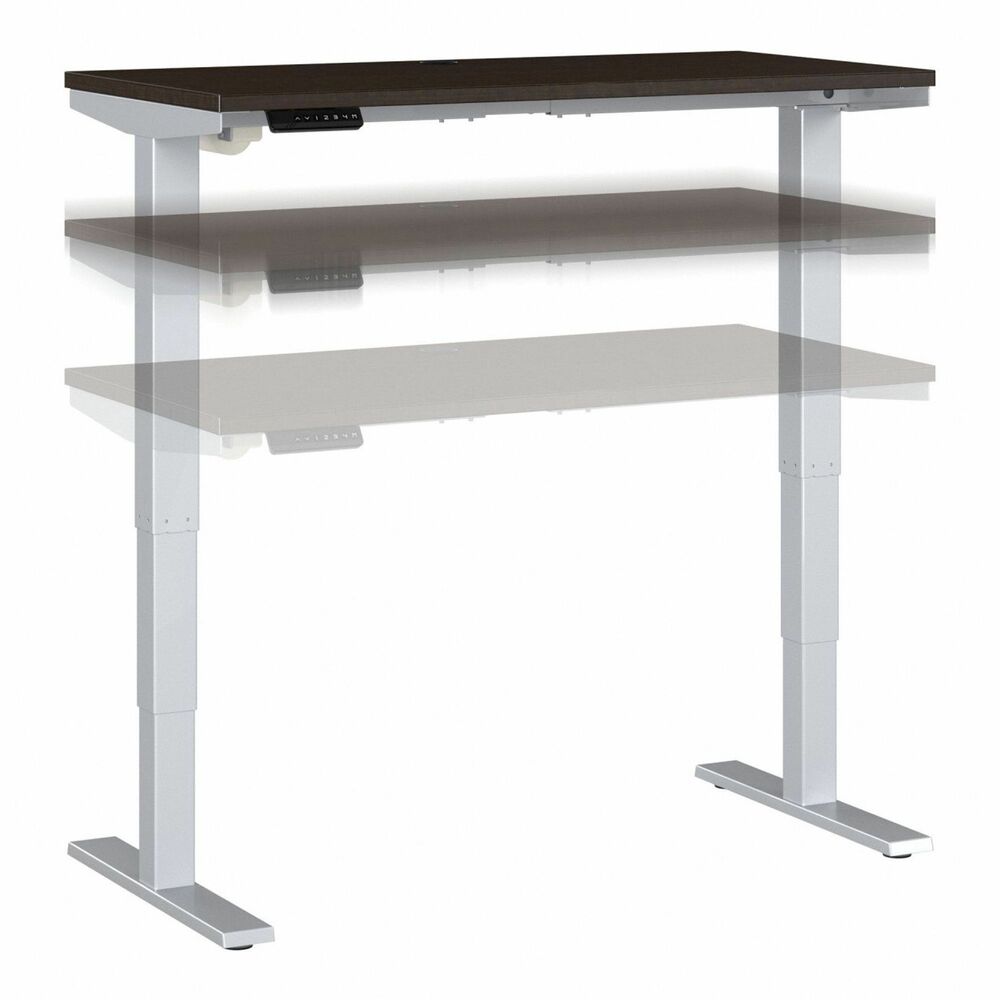 BSHM4S4824MRSK - Move 40 Height-Adjustable Standing Desk is a perfect way to build an ergonomic work space. Give your body and mind a break from sedentary work and enjoy a healthier, more productive office with the push of a button. Three stage units lift the 48" wide x 24" deep desktop anywhere from 28" to 48" from the floor at a speed of 1.25" per second so you can change positions without missing a beat. Anti-Collision Sensor stops movement up or down if an object is detected. Built to endure the rigors of a busy professional environment, the durable, thermally fused laminate surface is resistant to scratches and stains. Welded, 16-gauge steel base allows the desktop to support up to 176 lb. The 10' power cord plugs into a standard electrical outlet so the sit-stand desk can be used in virtually any setting, from an open floor plan to a private office. Stylish, Mocha Cherry finish is complemented by a Cool Gray Metallic base for a contemporary appearance that suits today's workplaces.