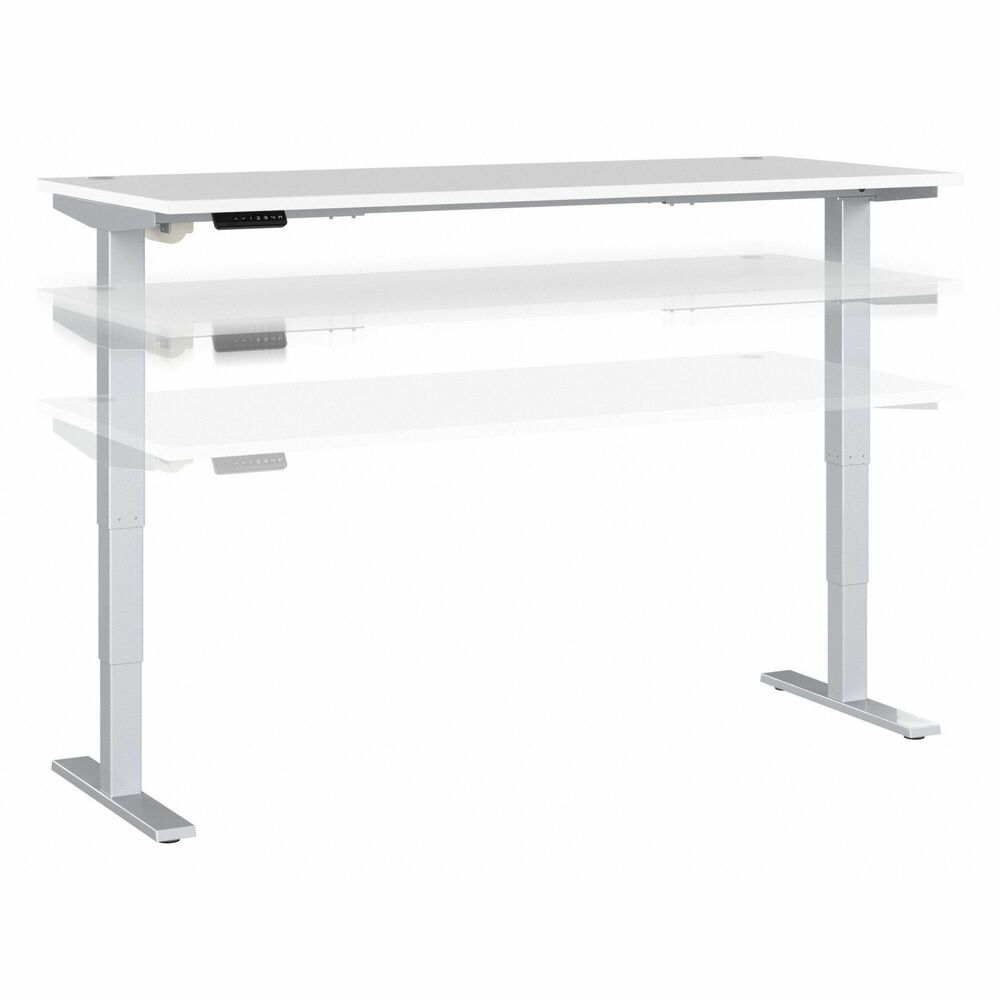 BSHM4S7230WHSK - Move 40 Height-Adjustable Standing Desk is a perfect way to build an ergonomic work space. Give your body and mind a break from sedentary work and enjoy a healthier, more productive office with the push of a button. Three stage units lift the 72" wide x 30" deep desktop anywhere from 28" to 48" from the floor at a speed of 1.25" per second so you can change positions without missing a beat. Anti-Collision Sensor stops movement up or down if an object is detected. Built to endure the rigors of a busy professional environment, the durable, thermally fused laminate surface is resistant to scratches and stains. Welded, 16-gauge steel base allows the desktop to support up to 176 lb. The 10' power cord plugs into a standard electrical outlet so the sit-stand desk can be used in virtually any setting, from an open floor plan to a private office. Stylish, White Spectrum finish is complemented by a Cool Gray Metallic base for a contemporary appearance that suits today's workplaces.