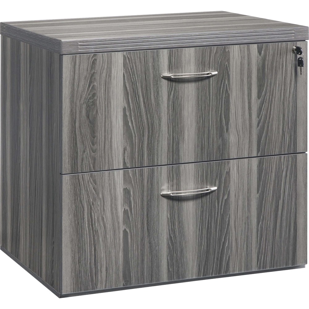 SAFAFLF36LGS - Freestanding lateral file is part of the Aberdeen Series that brings genuine business practicality to every environment. Each quality piece balances the look of the wood with the performance of laminate. The 1-5/8" surface on this lateral file allows it to be used alone or next to any credenza or return. Drawers with removable keylock lock to secure files and supplies. Each of the two drawers supports up to 150 lb. and can be configured for front-to-back or side-to-side filing. Curved metal pulls feature a brushed nickel finish.