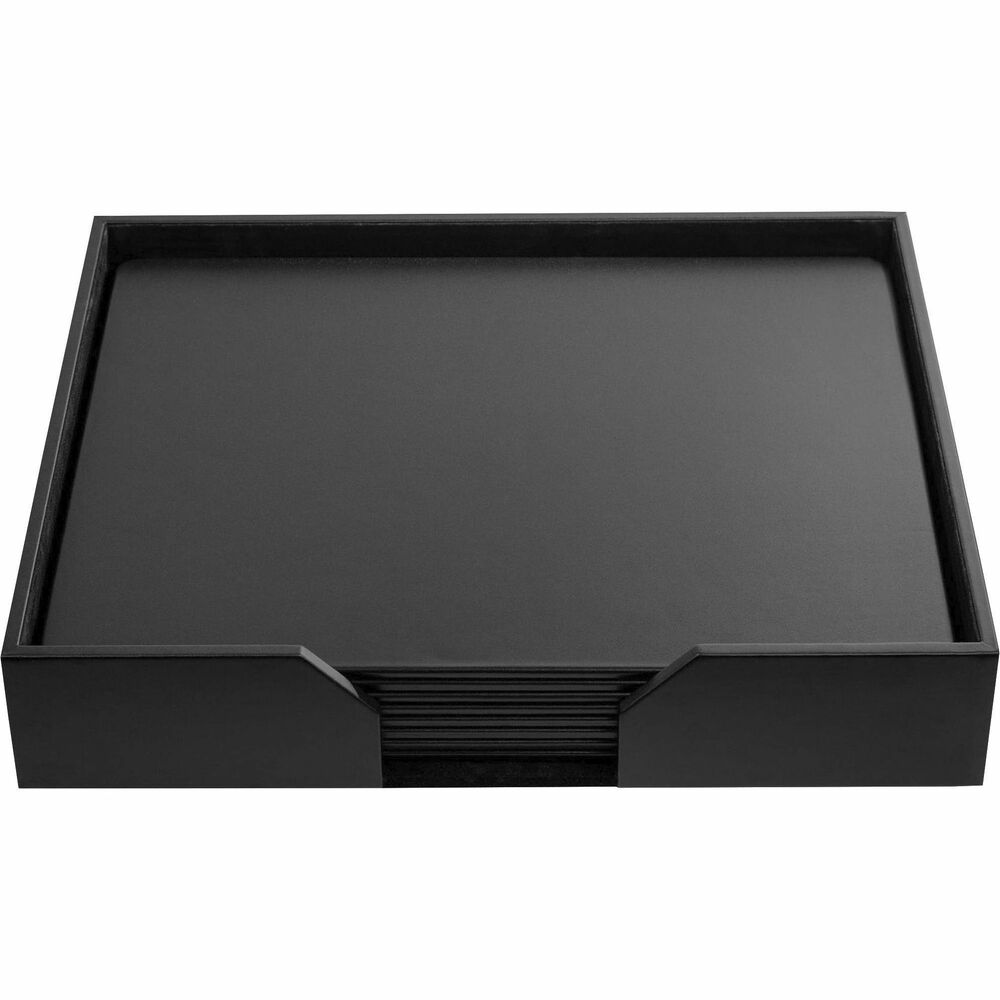 DACD1074 - Nine-Piece Conference Room Set features eight conference pads to give each of your meeting participants their own space. Top-grain leather adds professional style to any work space. Pad holder keeps everything together and can be stored in the center of the table for quick access. The bottom of the pad holder and pads is lined with soft velveteen to protect surfaces from scuffs and scratches.