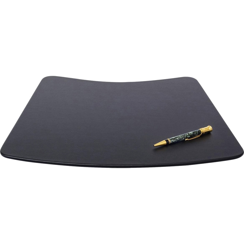 DACP1324 - Conference Pad features a curved shape to sit perfectly on round tables. Wrapped-edge design provides a finished look and added durability. Faux-leather material provides a professional look in a cost-efficient design. Soft velveteen bottom protects surfaces from scuffs and scratches.