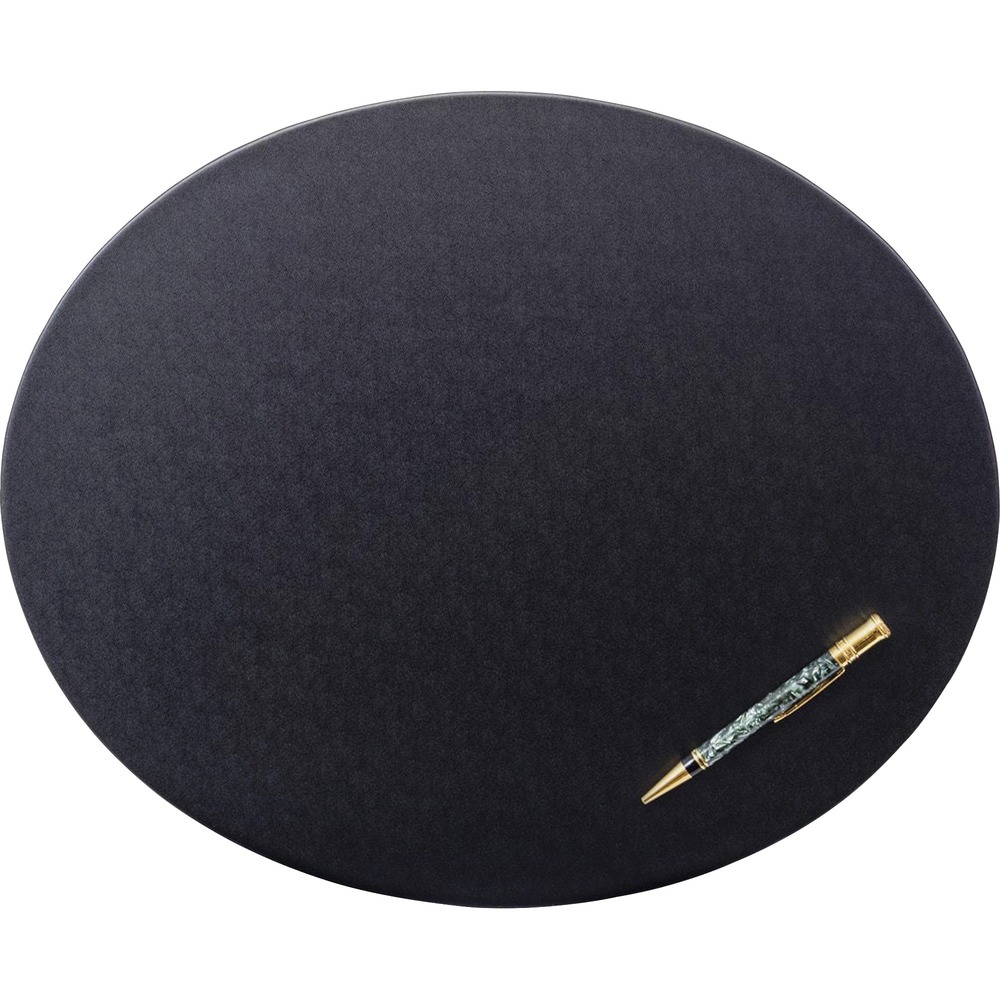 DACP1314 - Oval Conference Pad features a wrapped-edge design to provide a finished look and added durability. Faux-leather material provides a professional look in a cost-efficient design. Soft velveteen bottom protects surfaces from scuffs and scratches.