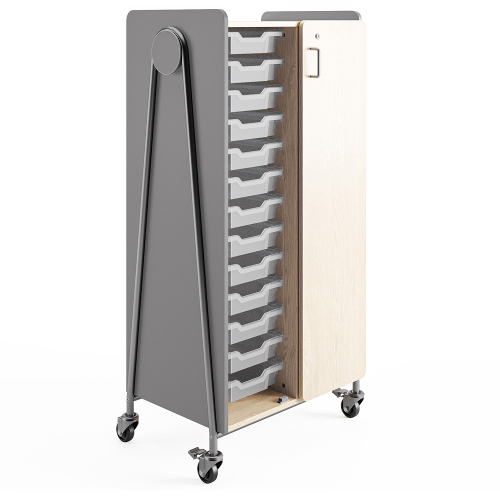 SAF3928GRY - Stow your work tools and personal gear in style with this spacious, Whiffle Typical 8 Double-column Mobile Storage Cart. It features a wardrobe bar and double door that keeps belongings, toys or knickknacks concealed. Easy-to-remove, 3" totes are tough enough to withstand the rigors of any environment while providing ample space for storage. The single column next to the cabinet storage includes 13 totes. Multifunctional mobile design features a double door, laminate worksurface and dry-erase laminate back so you can use it to house a laptop or display ideas. Once you're done, simply roll it out of way on the unit's heavy-duty, 360-degree swiveling casters - two locking and two nonlocking for mobility and safety. Vibrant color panel brightens your space. Storage cart is built to last with 3/4" thick particleboard that has thermal-fused laminate on both sides, powder-coated steel frame, 2mm PVC edgebanding on side panels and top, and 1mm PVC edgebanding on remaining parts.