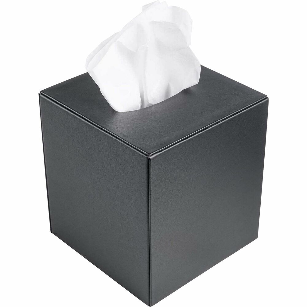 DACA1337 - Tissue Box Cover features an easy-to-use design that slides on and off of your tissue box to quickly replace depleted tissues. Faux-leather provides a classy appeal to any professional setting. Tissue box cover is designed for wider tissue boxes of major brands (not included).