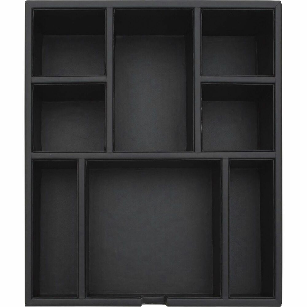 DACA1324 - Condiment Tray features multiple compartments to keep an assortment of supplies organized. Each of the eight compartments, and the exterior is lined with faux-leather for a professional look in a cost-efficient design. Soft velveteen protects surfaces from scuffs and scratches. Tray is perfect for beverage condiments, snacks, office supplies and more.