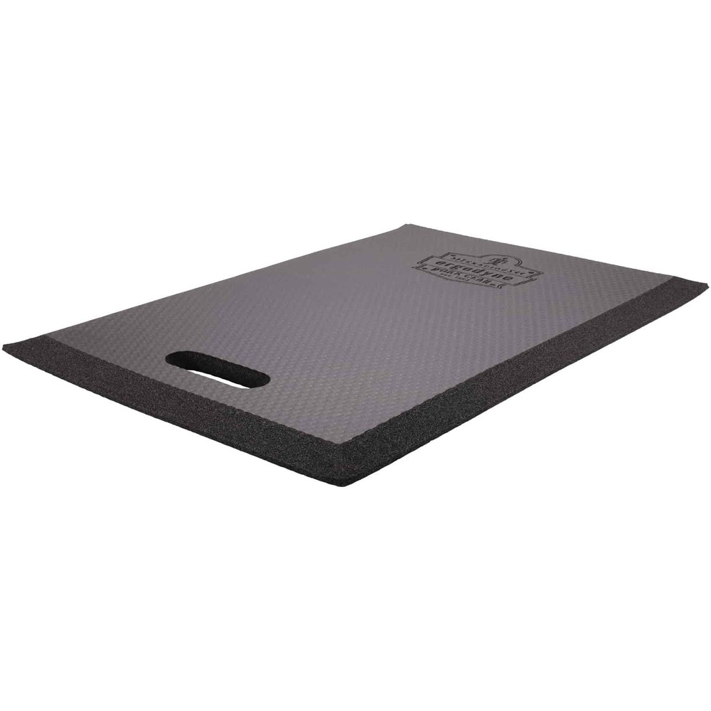 EGO18382 - The ProFlex 381 Standard Foam Kneeling Pad is a portable solution for comfort in a variety of static kneeling applications. Made with a thin but high-density, nonconductive, nitrile rubber (NBR), this kneeling mat will not compress over time. It protects knees against hard surfaces for extended periods. Beveled edges minimize risk of trips and falls. Water-resistant, petroleum-resistant construction means it won't absorb liquids, keeping you comfortable and dry. Textured top and bottom grip to flooring and prevent knees from sliding around on the pad. Functional for more than just protecting knees, this pad can also be used to cushion elbows, shoulders, hips and other body parts. With its thin design and built-in handle for carrying and hanging, this kneeling pad transports and stores with ease. It is effective in a variety of environments, such as cold surfaces, hard steel, concrete, grating, gravel and wet surfaces.