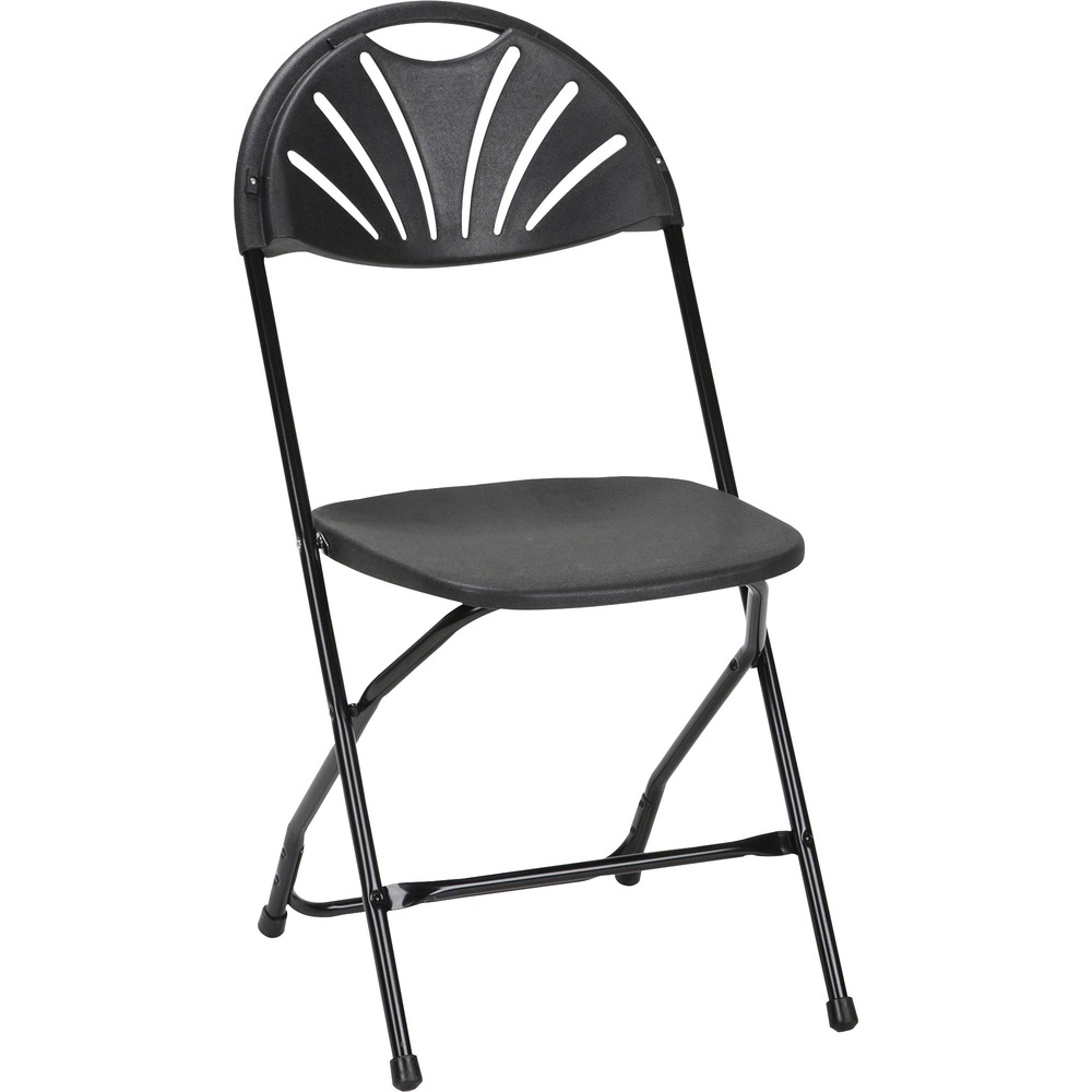 CSC60542BLK8E - ZOWN Premium Collection Fan Back Folding Chair features a contoured back that's constructed of polyethylene and powder-coated steel structure for enhanced durability. High-quality, low-maintenance chair offers a versatile seating option that's perfect for any gathering both indoors and outdoors. Heavy-duty chair supports up to 300 lb.