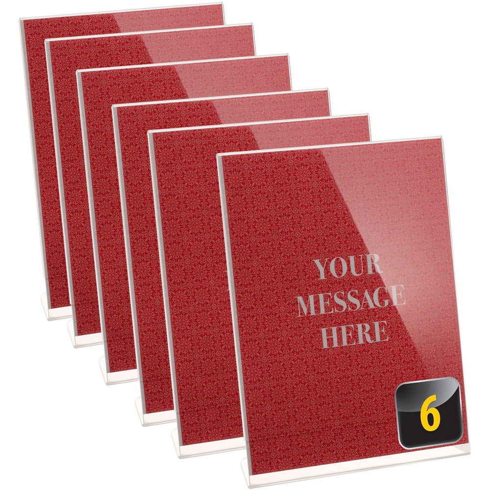 OIC23065 - Sign Holder features a self-standing design for quick display on any flat surface. Slanted angle makes your sign easier to read to help ensure your message is seen. Easy-to-use design allows you to simply slide materials inside from the bottom for simple updates. Sign holder is designed to hold letter-size items. More from the Manufacturer