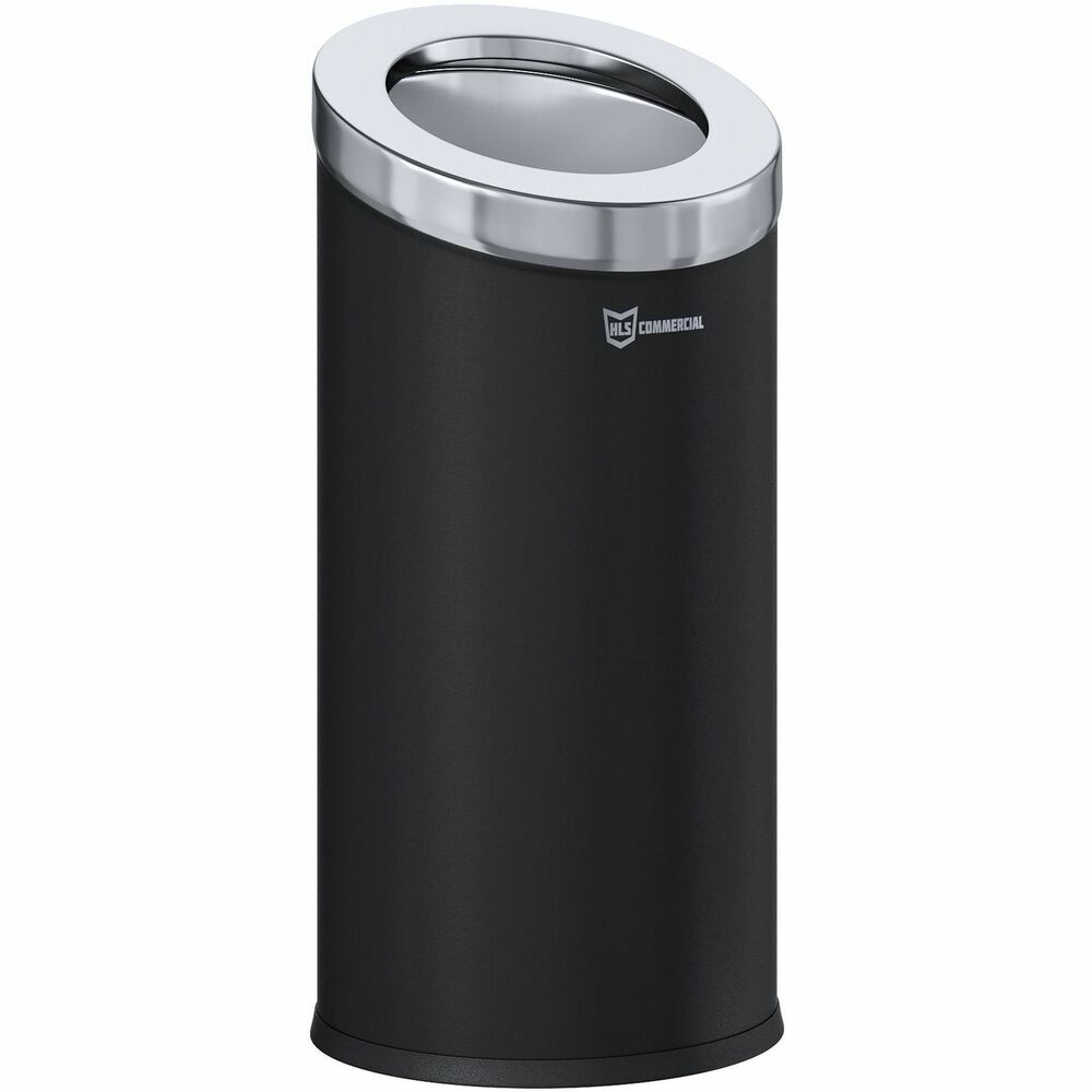 HLCHLSC04G15B - 15-Gallon Round Beveled Open Top Trash Can allows quick and effective waste disposal in entryways, lobbies, stores and more. Slim, round shape saves space to keep this can in areas with limited space. Beveled top is stylish, modern and prevents the accumulation of rubbish. Removable lid makes liner change quick and easy. Galvanized steel, inner bin contains built-in handles for easy trash removal. Stainless steel finish is smudge-resistant and easy to clean.