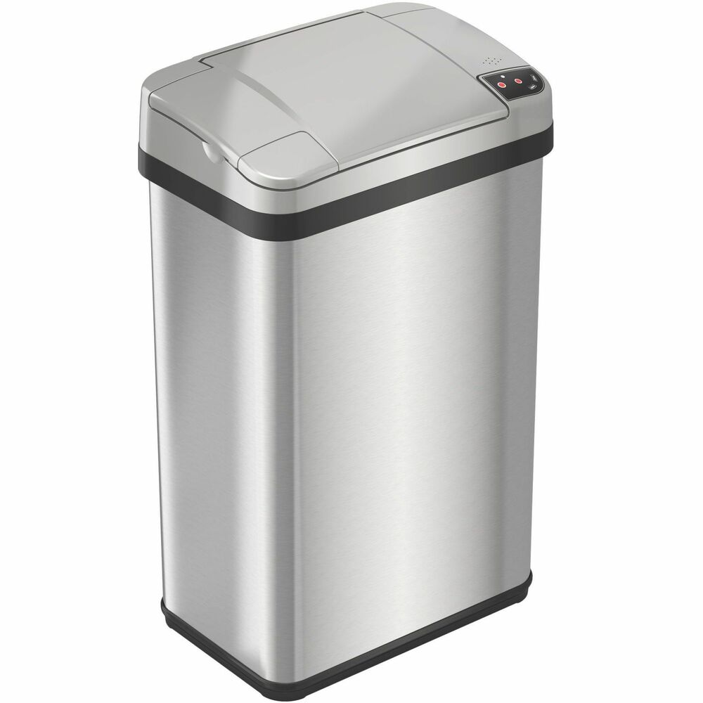 HLCHLS04SS - 4-Gallon Sensor Trash Can features a corner-mounted sensor for completely touch-free operation. The included fragrance cartridge works with the activated carbon filter to stop odors and fill the surrounding area with the crisp, clean scent of fresh-cut lemons. High-quality, ABS plastic lid combined with a stainless steel body works to repel dust, dirt and fingerprints. Removable bag retainer ring keeps trash bags in place and out of sight. Trash can provides up to 6 months of operation using four AA batteries (not included), or it can operate continuously with the optional AC adapter (not included).
