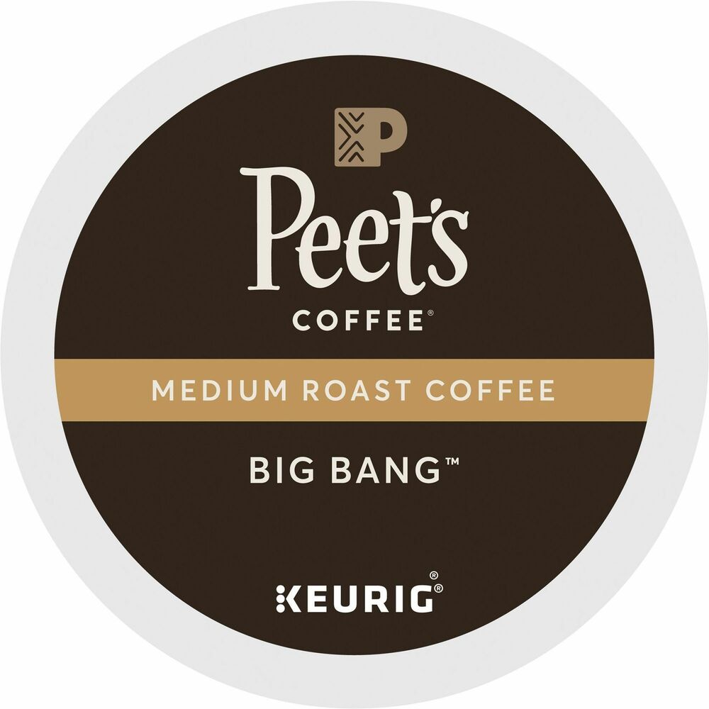 GMT2407 - Peet's Coffee Big Bang offers a brilliant blend with Peet's Ethiopian Super Natural roasted to bright, sweet, medium-bodied perfection. It delivers a vibrant blast of tropical fruitiness. Medium roast is made using only the world's finest coffees and roasting each batch by hand to achieve the richest, most flavorful cup. It is made with 100 percent Arabica beans. Caffeinated coffee comes in airtight, recyclable K-Cups for single-cup brewing systems. K-Cups are easy to use. Simply shake and insert into your Keurig coffee brewer for a delicious cup of coffee.