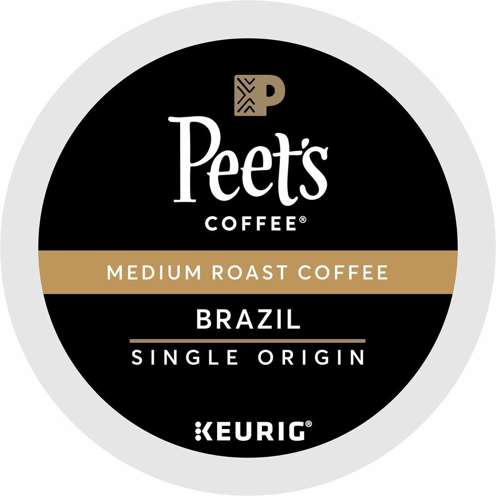 GMT2409 - Single Origin Brazil Coffee from Peet's Coffee uses Brazil's finest beans from the region of Minas Gerais. These whole coffee cherries dry in the warm Brazilian sun, imbuing the beans with a sumptuous sweetness. The resulting flavor is sun-dried sweet with natural notes of hazelnut. Medium roast is made using only the world's finest coffees and roasting each batch by hand to achieve the richest, most flavorful cup. It is made with 100 percent Arabica beans. Caffeinated coffee comes in airtight, recyclable K-Cups for single-cup brewing systems. K-Cups are easy to use. Simply shake and insert into your Keurig coffee brewer for a delicious cup of coffee.