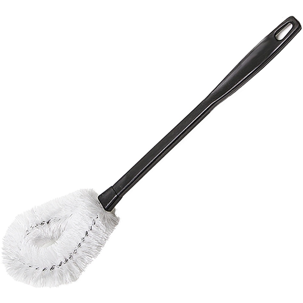 GJO18319 - Toilet Brush features a twisted-wire brush to effectively scrub toilet bowls. Plastic handle is lightweight for easy maneuverability. Angled head allows you to reach under the rim for thorough cleanings.