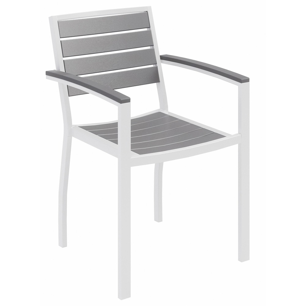 KFI5601WHGY - Eveleen Outdoor Chair creates a chic yet comfortable outdoor space. Durable aluminum and polywood slats are corrosion-resistant and fade-resistant to withstand the elements. Fully welded connections and powder-coated, square, aluminum tubing provide strong, stable support. Curved, synthetic polymer seat and back enhance comfort. PVC glides protect floors from damage. Use fixed arms to sit in a relaxed position.