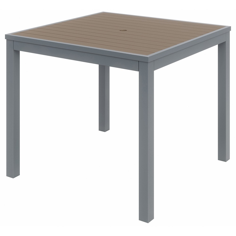 KFIT35SQSLMA - Eveleen Indoor/Outdoor Square Cafe Table is corrosion-resistant and fade-resistant to withstand outdoor use. Synthetic polymer surface is resistant to water, moisture and mold to extend longevity. Frame is made of powder-coated aluminum for enhanced strength and durability. Fully welded apron provides added support. Table meets ANSI-BIFMA X5.5 standard for structural safety. PVC glides protect surfaces and legs from damage. 1.5" umbrella hole lets you add an umbrella (not included) for needed shade. Sleek, durable design complements any indoor or outdoor space including cafes, restaurants and more.