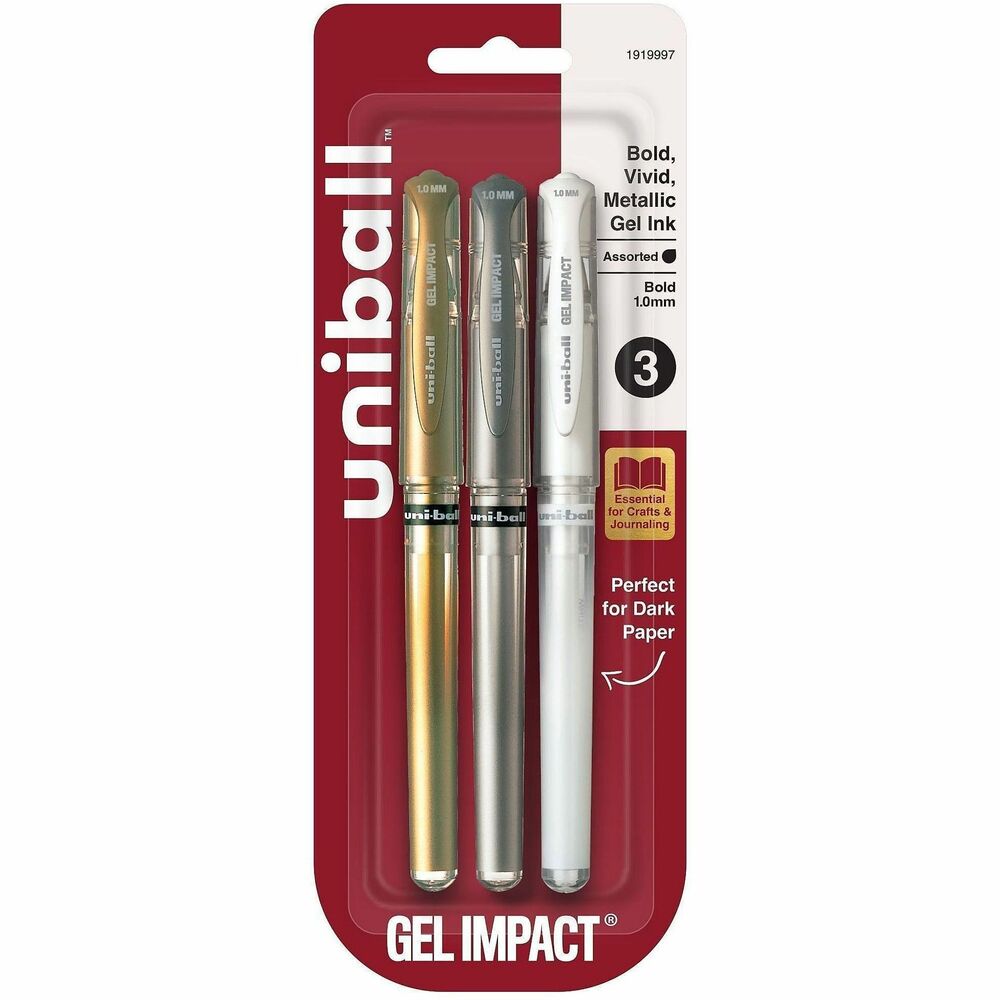 UBC1919997 - Let your writing and drawings stand out with vivid, silky smooth, Signo Gel Impact Pens. Add a pop of metallic flair to your artistic and personal projects. These 1.0mm bold point pens are acid-free and fade-resistant, creating the perfect combination for scrapbooking, journaling, planner decorating or other lasting projects. Comfortable, rubber grip lets you maintain precise control as you create. Metallic pens provide an artful twist to any project and deliver the right balance of smoothness and precision for all your creative needs.