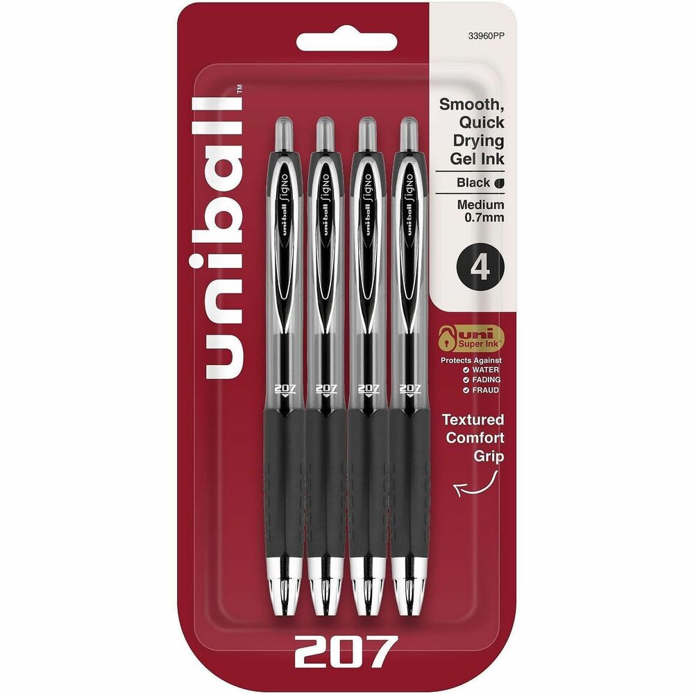 UBC33960PP - Stock your office, home or classroom with 207 Retractable Gel Pens. Stainless steel tip with a 0.7mm medium point resists bending and breaking. Even-flowing, pigment-based gel ink delivers a smooth writing experience for intense, vibrant lines, ensuring every mark is communicated. Medium point strikes the perfect balance between bold and detailed lines. Use retractable pens for everyday writing tasks and important signatures, trusting quick-drying Super Ink. Innovative, uni Super Ink technology effectively entraps liquid ink into the paper, producing fraud-resistant, fade-resistant and water-resistant documents that prevent check washing and bleaching. Translucent window lets you see when your ink is low to avoid running out. Refill pen using uniball 207 Retractable Gel Pen Refills. Textured grip offers comfort and control. Sleek design with modern metal accents adds a stylish touch to your writing supplies.