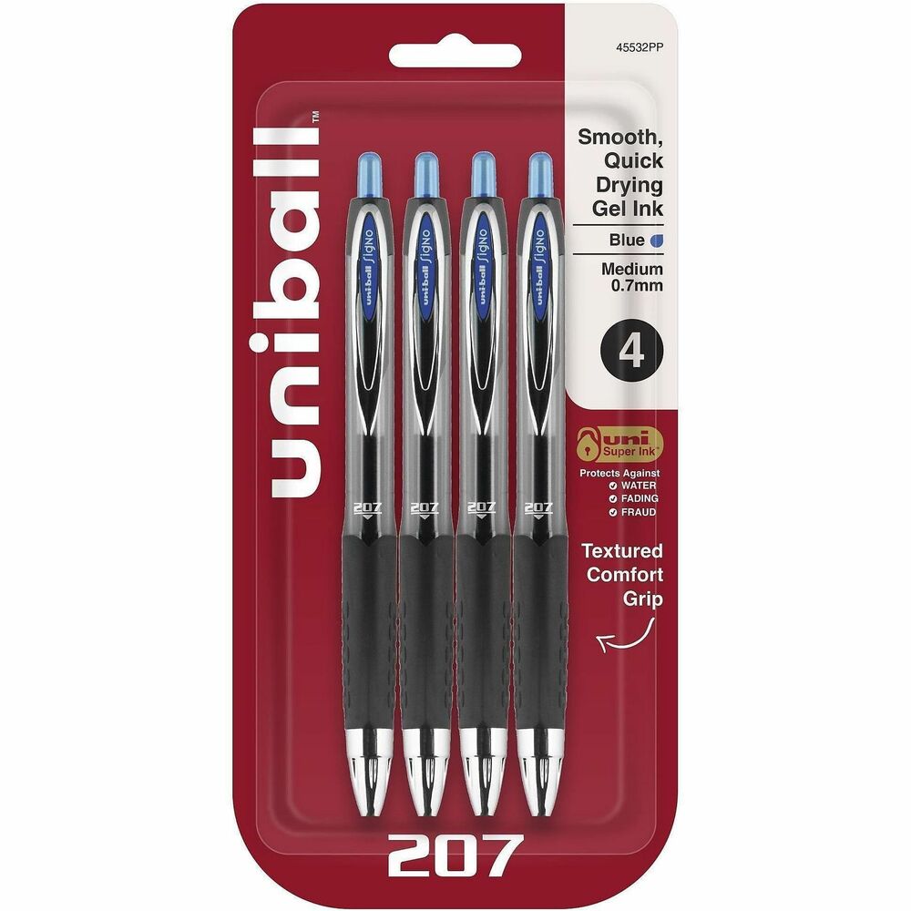 UBC45532PP - Stock your office, home or classroom with 207 Retractable Gel Pens. Stainless steel tip with a 0.7mm medium point resists bending and breaking. Even-flowing, pigment-based gel ink delivers a smooth writing experience for intense, vibrant lines, ensuring every mark is communicated. Medium point strikes the perfect balance between bold and detailed lines. Use retractable pens for everyday writing tasks and important signatures, trusting quick-drying Super Ink. Innovative, uni Super Ink technology effectively entraps liquid ink into the paper, producing fraud-resistant, fade-resistant and water-resistant documents that prevent check washing and bleaching. Translucent window lets you see when your ink is low to avoid running out. Refill pen using uniball 207 Retractable Gel Pen Refills. Textured grip offers comfort and control. Sleek design with modern metal accents adds a stylish touch to your writing supplies.