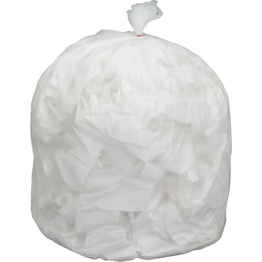 NSN5171344 - Trash bags are designed for use in soft refuse applications. Ideal for office, kitchen and bathroom applications. The high molecular weight of the high-density polyethylene resin produces an economical liner that is approximately 1/3 the weight of traditional can liners. The use of fewer raw materials returns less plastic to our environment. Trash bags also offer great load-bearing capabilities.