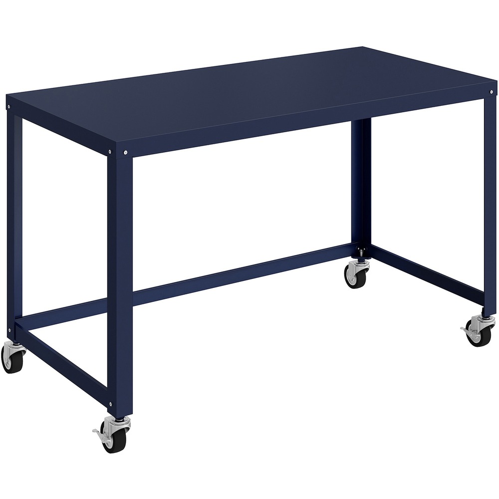 LLR18335 - This Mobile Desk offers a minimalist style that suits any work type, personal or professional. Durable, steel construction provides strength and support for long-term use. At 48" wide, it is the perfect size for your small office or home office setup. Clean, simple design integrates well into any space and makes it easy to pair a mobile file cabinet or bookcase for additional storage. Spacious work space provides you with ample leg space. Four wheels make it easy to move to any space in your home or office. Two lock in place for added stability. Mobile desk holds up to 200 lb.