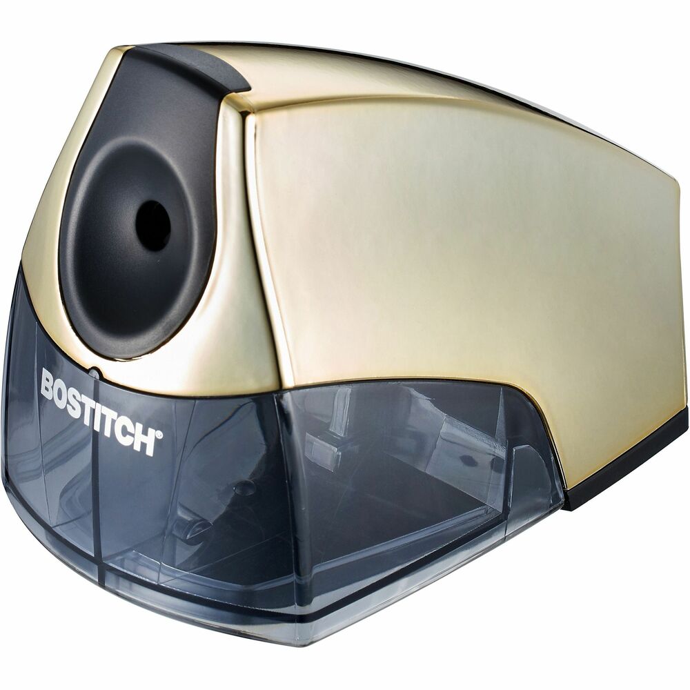BOSEPS4GOLD - Created with the home office and office workers in mind, the Personal Electric Pencil Sharpener features a space-saving design that fits perfectly on any desktop or work space and looks great with its modern twist. This trendy sharpener may be small, but it has a powerful motor you can rely on to operate stall-free. High-capacity, easy-clean shavings tray will eliminate your frequent trips to the waste basket. Keeping your safety in mind, the shavings tray has the added benefit of safely preventing operation when the tray is removed. Expect precision and cleanly sharpened pencils with the automatic HHC Cutter Technology that extends cutter life by four times.