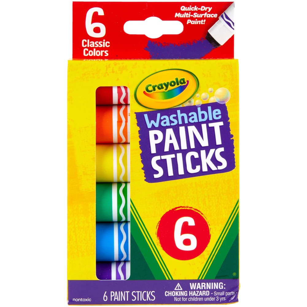 CYO546207 - Washable Paint Sticks are the perfect less-mess solution for paint projects and crafts big and small. Paint Sticks allow you to have all the fun of paint without all the mess. No setup, cleanup or water is required. Paint easily washes clean from skin and most washable clothing. Paint Sticks go on like a glue stick, but look just like paint. They offer full coverage, dry quickly and are designed to work on a variety of surfaces. Assorted, vibrant colors of this paint set include red, yellow, green, blue, purple and orange. Paint Sticks are recommended for children ages 6 and up.