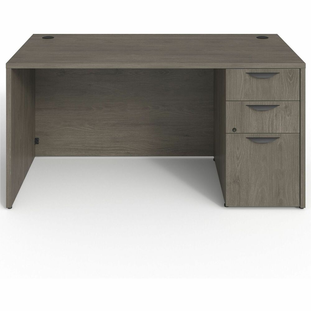 LLRPD3060RSPGE - Right-pedestal desk is part of the elegant Lorell Prominence Series that is perfect for your executive office. Pair with single-pedestal desks, returns and bridges to create L-shaped and U-shaped configurations. Durable, Gray Elm laminate surface is mar-resistant, burn-resistant and impact-resistant to withstand daily work life. The 1" thick top features matching 3mm edgebanding. Desk is manufactured with 45 lb. density particleboard and finished on both sides with high-performance, thermally fused melamine. 60" wide desk features a full modesty panel, two grommets in top, and a full pedestal with locking drawers to secure files and supplies. Pedestal includes two box drawers for supplies and one file drawer for letter-size or legal-size hanging files with included hangrails. Box and file drawers have 100 lb. full-suspension, ball-bearing slides. The 3/4" adjustable glides allow desk to remain level on uneven surfaces. Desk ships fully assembled so it's ready for immediate use.