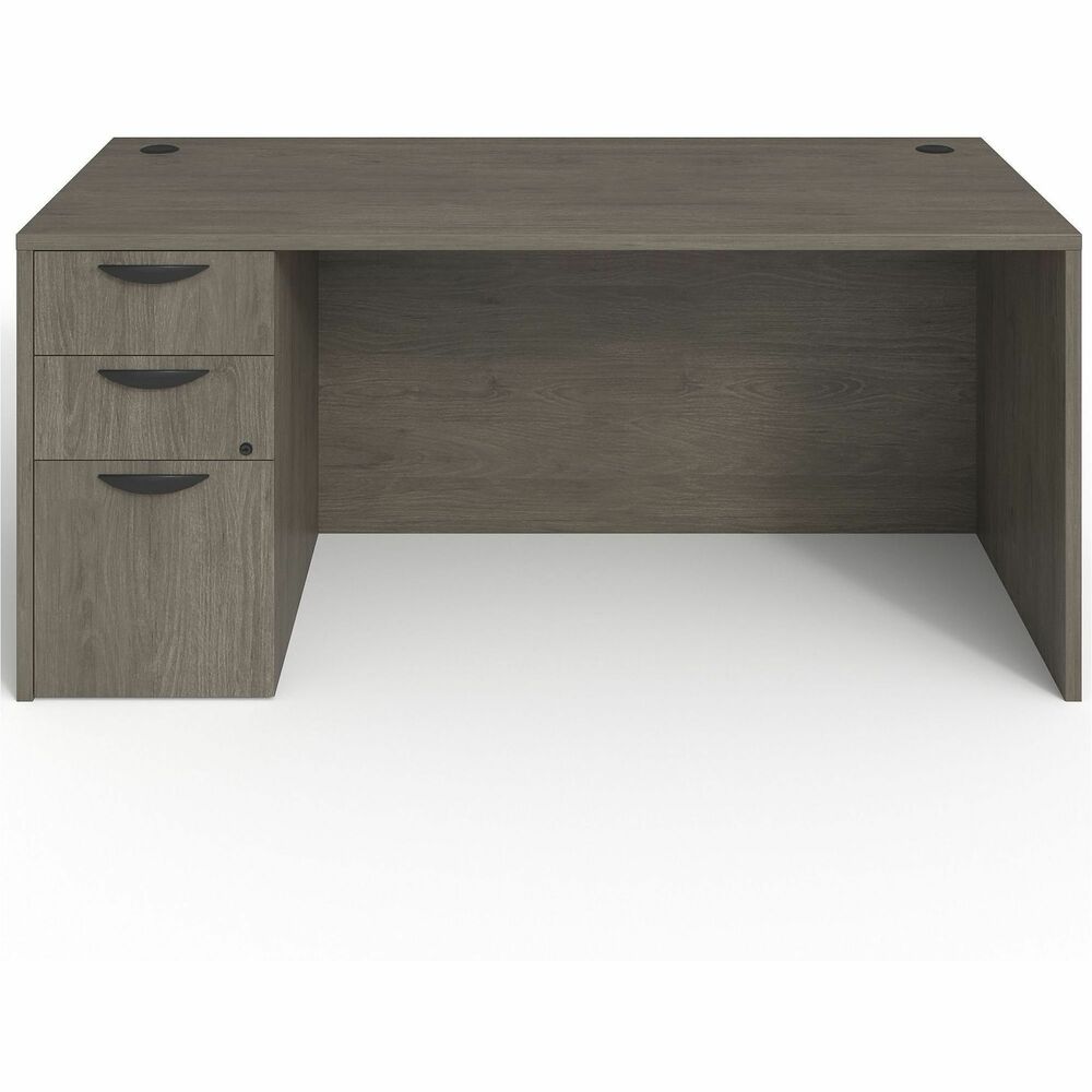 LLRPD3066LSPGE - Left-pedestal desk is part of the elegant, Lorell Prominence 2.0 Series that is perfect for your executive office. Pair with single-pedestal desks, returns and bridges to create L-shaped and U-shaped configurations. Durable, Gray Elm laminate surface is mar-resistant, burn-resistant and impact-resistant to withstand daily work life. The 1" thick top with matching 3mm edgebanding is made with 45 lb. density particleboard and finished on both sides with high-performance, thermally fused melamine. The 66" wide desk features a full modesty panel for privacy, two grommets in the top, and a full pedestal with locking drawers to secure files and supplies. Pedestal includes two box drawers for supplies and one file drawer for letter-size or legal-size hanging files with included hangrails. Box and file drawers have 100 lb. full-suspension, ball-bearing slides. The 3/4" adjustable glides allow desk to remain level on uneven surfaces. Desk ships fully assembled so it's ready for immediate use.
