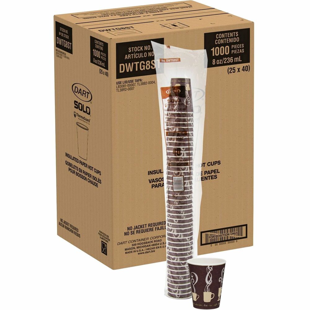 Solo ThermoGuard 8 oz Double Walled Paper Hot Cups 40.0 / Bag 25