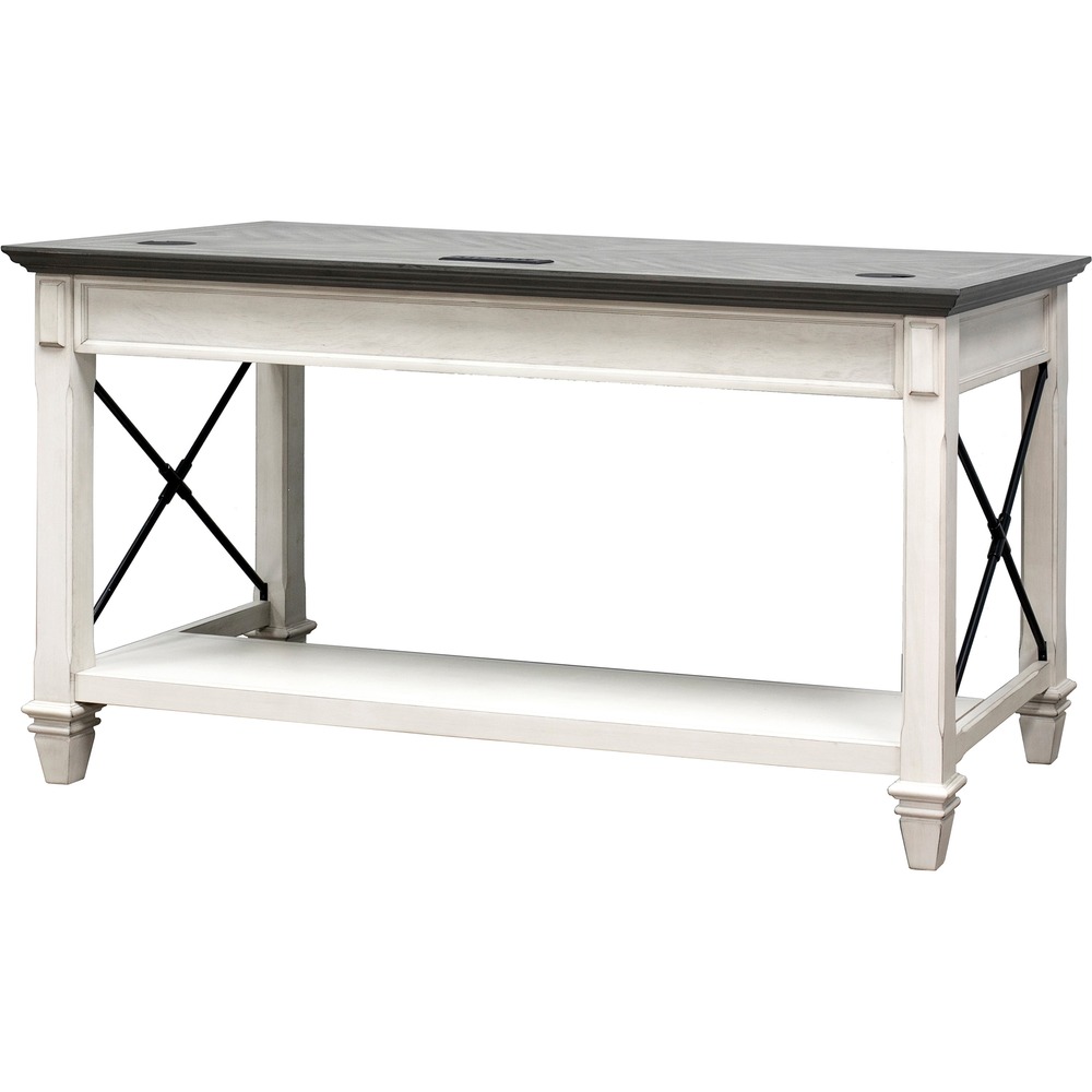 MRTIMHF384W - The Hartford Writing Desk combines bold lines with a weathered, vintage finish and classic style elements. Distressing allows the natural wood grain to show through with added detail for an aged appearance. Top and back panels offer contrast with beautifully patterned veneers. Metal hardware and accents complete the design aesthetic for a look that is right at home in either a classic or more relaxed, eclectic home. It also includes a drop-front keyboard drawer, two utility drawers and power center with USB/AC outlets.