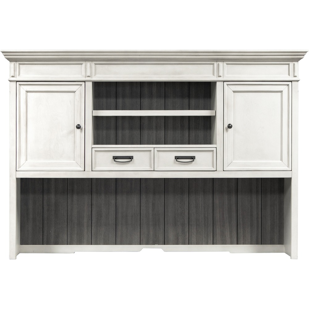 MRTIMHF682W - The Hartford Hutch combines bold lines with a weathered, vintage finish and classic style elements. Distressing allows the natural wood grain to show through with added detail for an aged appearance. Top and back panels offer contrast with beautifully patterned veneers. Metal hardware and accents complete the design aesthetic for a look that is right at home in either a classic or more relaxed, eclectic home. It also includes one adjustable storage shelf, two self-closing wood doors and two utility drawers.