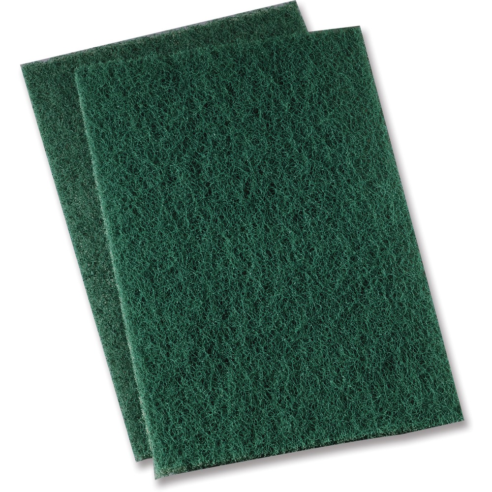 GJO18421 - Heavy-duty Scouring Pad features a thick, tough, poly blend construction with heavy-duty abrasive. It is rugged yet flexible. Scouring pad is perfect for corners and hard-to-reach areas. Use where heavy aggressive action is required.