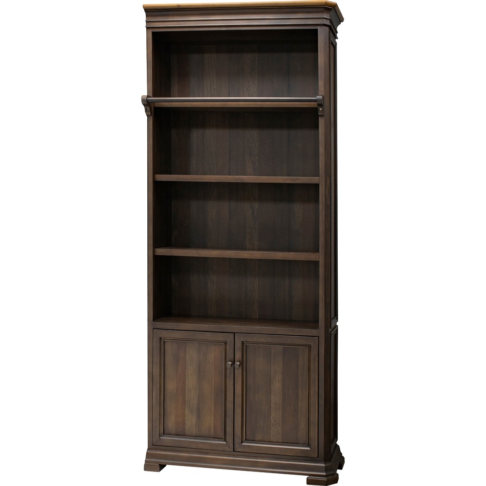 MRTIMSA4094L - The Sonoma Bookcase features two lower doors to keep your items out of sight. Three adjustable shelves accommodate a wide range of items. Hand-planked wood veneers in a rich, dark-roast finish the color of freshly brewed coffee show highlights of natural wood that has aged and is mildly distressed. Distressing includes rasping, chopping and wormholes along with varied species. Solid wood plank tops accent the dark finish and emphasize the wood's natural beauty for two-tone authenticity. Antique bronze hardware adds a shimmering touch. Bookcase fits in rooms with 8' ceilings.