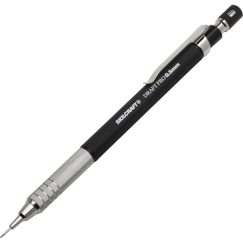 NSN6943026 - Eliminate the need for sharpeners with these mechanical drafting pencils that are refillable. Both lead and erasers can be replaced for lasting use. Black barrel is weighted at the fingertips with a stainless steel etched grip. Mechanical pencils also feature dual-action retractor and stationary eraser and tip. Built-in lead hardness indicator is ideal for creating smooth, legible handwriting.
