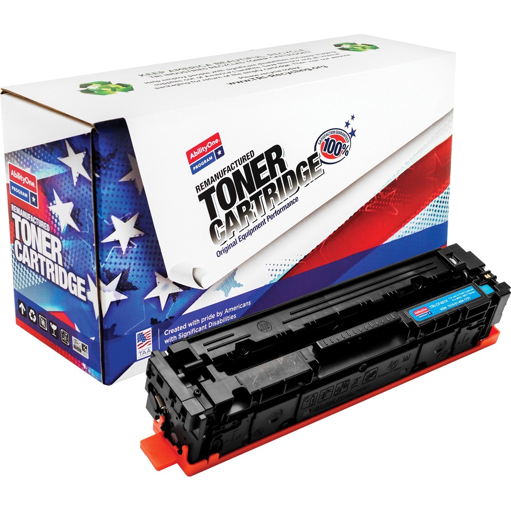 NSN6941791 - Remanufactured toner cartridge is designed for use in HP Color LaserJet Pro M252dw and Color LaserJet Pro M277dw. AbilityOne toner provides strategic opportunities to address a variety of customer needs, including significant savings, guaranteed performance, compliance with executive orders and free recycling solutions. Plus, every purchase creates jobs for people with disabilities. High-yield cartridge yields approximately 2,300 pages. TAA-compliant cartridge is assembled in the U.S.A., made using 35 percent post-consumer content and meets ISO 14001 recycling standards.