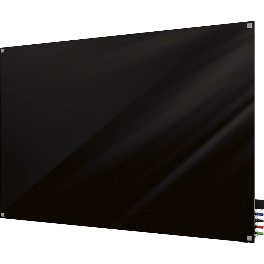 GHEHMYSM23BK - Harmony Colored Dry Erase Board is eco-friendly, 100 percent recyclable and made from recycled glass, sand and steel. Unframed board features 1" square corners, square standoffs and flat polished edges. The 1/4" thick, tempered glass provides a nonporous surface that will not ghost or stain and works with standard, dry-erase markers. Rear face is painted for a vivid contrast. Steel sheet backing provides a tackable surface with the use of rare earth magnets. Predrilled mounting holes are inset into the glass. The 1" square standoff hangers made of satin aluminum create a 1-1/4" spacing between the wall and glass. Board includes four rare earth magnets, four markers, an eraser and rear-mounted accessory holder made of clear acrylic.