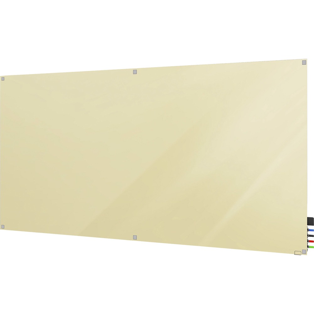 GHEHMYSM46BG - Harmony Colored Dry Erase Board is eco-friendly, 100 percent recyclable and made from recycled glass, sand and steel. Unframed board features 1" square corners, square standoffs and flat polished edges. The 1/4" thick, tempered glass provides a nonporous surface that will not ghost or stain and works with standard, dry-erase markers. Rear face is painted for a vivid contrast. Steel sheet backing provides a tackable surface with the use of rare earth magnets. Predrilled mounting holes are inset into the glass. The 1" square standoff hangers made of satin aluminum create a 1-1/4" spacing between the wall and glass. Board includes four rare earth magnets, four markers, an eraser and rear-mounted accessory holder made of clear acrylic.