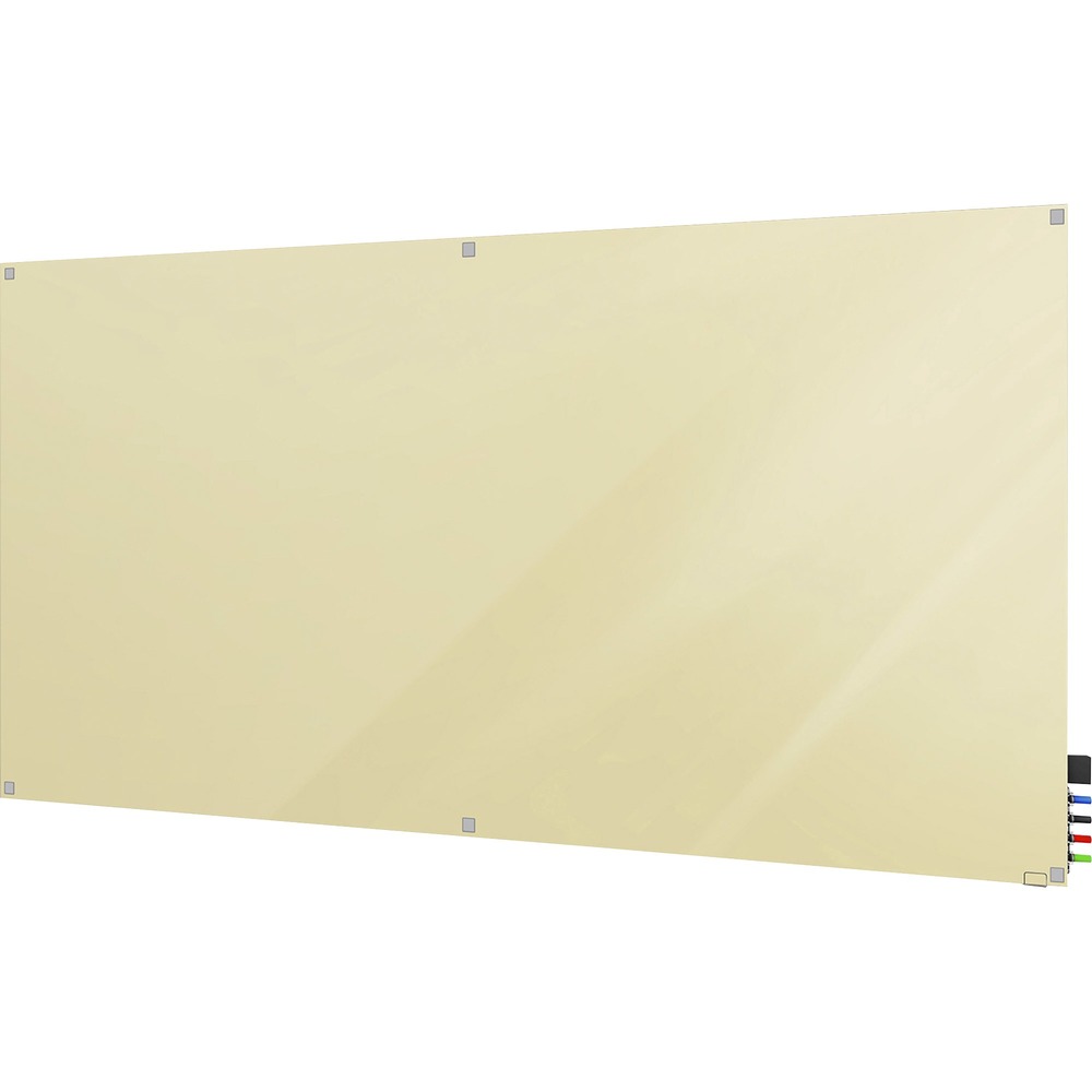 GHEHMYSM48BG - Harmony Colored Dry Erase Board is eco-friendly, 100 percent recyclable and made from recycled glass, sand and steel. Unframed board features 1" square corners, square standoffs and flat polished edges. The 1/4" thick, tempered glass provides a nonporous surface that will not ghost or stain and works with standard, dry-erase markers. Rear face is painted for a vivid contrast. Steel sheet backing provides a tackable surface with the use of rare earth magnets. Predrilled mounting holes are inset into the glass. The 1" square standoff hangers made of satin aluminum create a 1-1/4" spacing between the wall and glass. Board includes four rare earth magnets, four markers, an eraser and rear-mounted accessory holder made of clear acrylic.