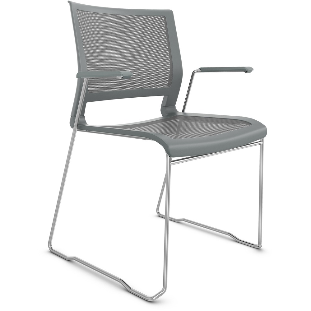 NTF1081GTCFP14 - Built light with mobility in mind, Kip Stack Chair with fixed arms is perfect for training rooms, breakout spaces or cafes. Kip's shiny chrome frame highlights its sleek seat and back lines in black mesh for the seat and back. Inventive, all-mesh construction provides the optimal amount of tension, relieving pressure points and maximizing comfort for a satisfying sit. Light weight makes it the perfect pullup chair anywhere seating needs to be expandable and easy. Stack chair with sled base stacks nine on the floor or 24 on the optional dolly (not included). Cleanability is key for chairs that seat a variety of users in the course of a day. Kip makes cleaning and disinfecting easy with a simple 10:1 water-to-bleach ratio. Armrests coordinate with the plastic gray shell. Seat measures 18-1/2" wide x 16-1/2" deep x 18-1/2" high. Back size is 18" wide x 15-1/2" high. Weight capacity is 300 lb.