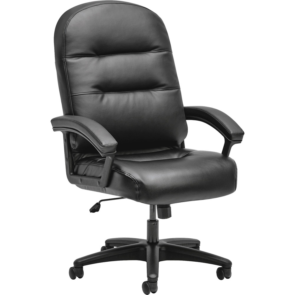 HON2095HPWST11T - Pillow-Soft Executive High-Back Chair merges whole-body support with an authoritative presence. It delivers the ergonomic support you need throughout the day with the plush cushioning that makes sitting more comfortable than ever. One of HON's most popular seating solutions, Pillow-Soft features a thick, high-resiliency seat cushion with a top layer of memory foam to relieve pressure points. The back is densely padded with fiber-fill and features a lumbar-cradling recess for the lower spine. Together, the seat and back deliver optimal comfort for users up to 300 lb. Tufted, gathered SofThread leather upholstery looks substantial and professional. This high-back chair also provides customizable comfort to fit any user. While the padded seat and arms create a luxurious feel, the center-tilt recline control uses tilt tension to allow you to achieve the most comfortable reclining posture. Hard casters and 360-degree swivel allow you to move in any direction throughout your work space.