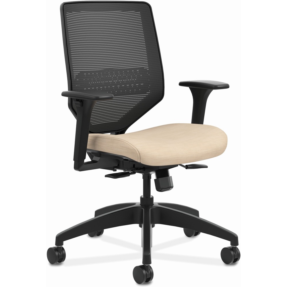 HONSVM1ALC22TK - Solve is the single seating solution that helps a variety of users achieve optimal comfort. This Solve mid-back task chair features a responsive, four-way stretch mesh back to provide all-day comfort and support. Synchronized seat and back provide proper balance, alignment and lumbar support, and can be adjusted with a single lever. Seat glides forward when the back reclines for a more natural posture. Synchro-tilt mechanism reclines the back at a higher ratio than the seat. Other functions include pneumatic seat-height adjustment from 16-3/4" to 18-1/2" , 360-degree swivel, tilt tension and tilt lock. Adjustable-height arms move up and down for shoulder and upper body support. Waterfall seat edge promotes better leg circulation. Seat measure 19" wide x 19-1/4" deep. Fabric upholstery color on seat is Putty. Frame and mesh back colors are black. Back size is 18-1/4" wide x 21-1/2" high. Weight capacity is 300 lb. More from the Manufacturer