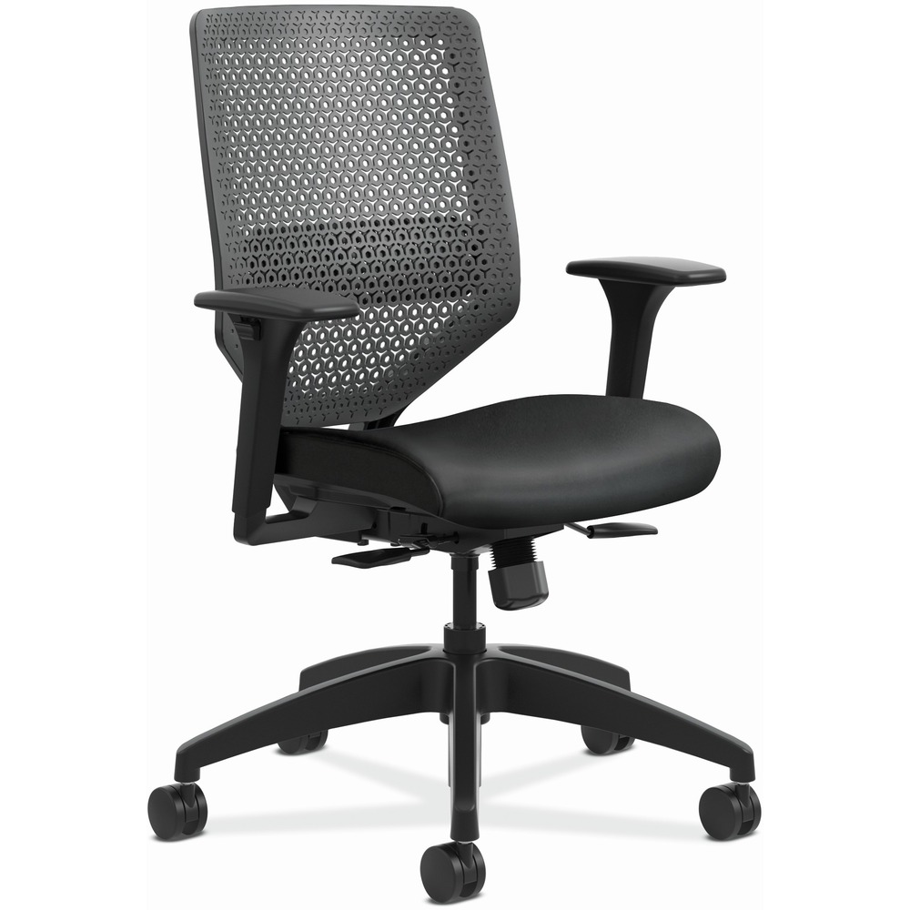 HONSVR1AOUR10TK - Solve is the single seating solution that helps a variety of users achieve optimal comfort. This Solve task chair features a breakthrough, ReActiv back material designed to provide enhanced support above and beyond four-way stretch mesh. ReActiv back flexes to provide a firm fit and keeps the body cool by enabling continuous airflow. Synchronized seat and back provide proper balance, alignment and lumbar support, and can be adjusted with a single lever. Seat glides forward when the back reclines for a more natural posture. Other functions include pneumatic seat-height adjustment from 16-3/4" to 21-3/4" , 360-degree swivel, tilt tension and tilt lock. Adjustable-height arms move up and down for shoulder and upper body support. Waterfall seat edge promotes better leg circulation. Frame and seat upholstery colors are black. Seat measures 19" x 19-1/4". ReActiv back color is Charcoal. Back size is 18-1/4" x 21-1/2". Weight capacity is 300 lb. More from the Manufacturer