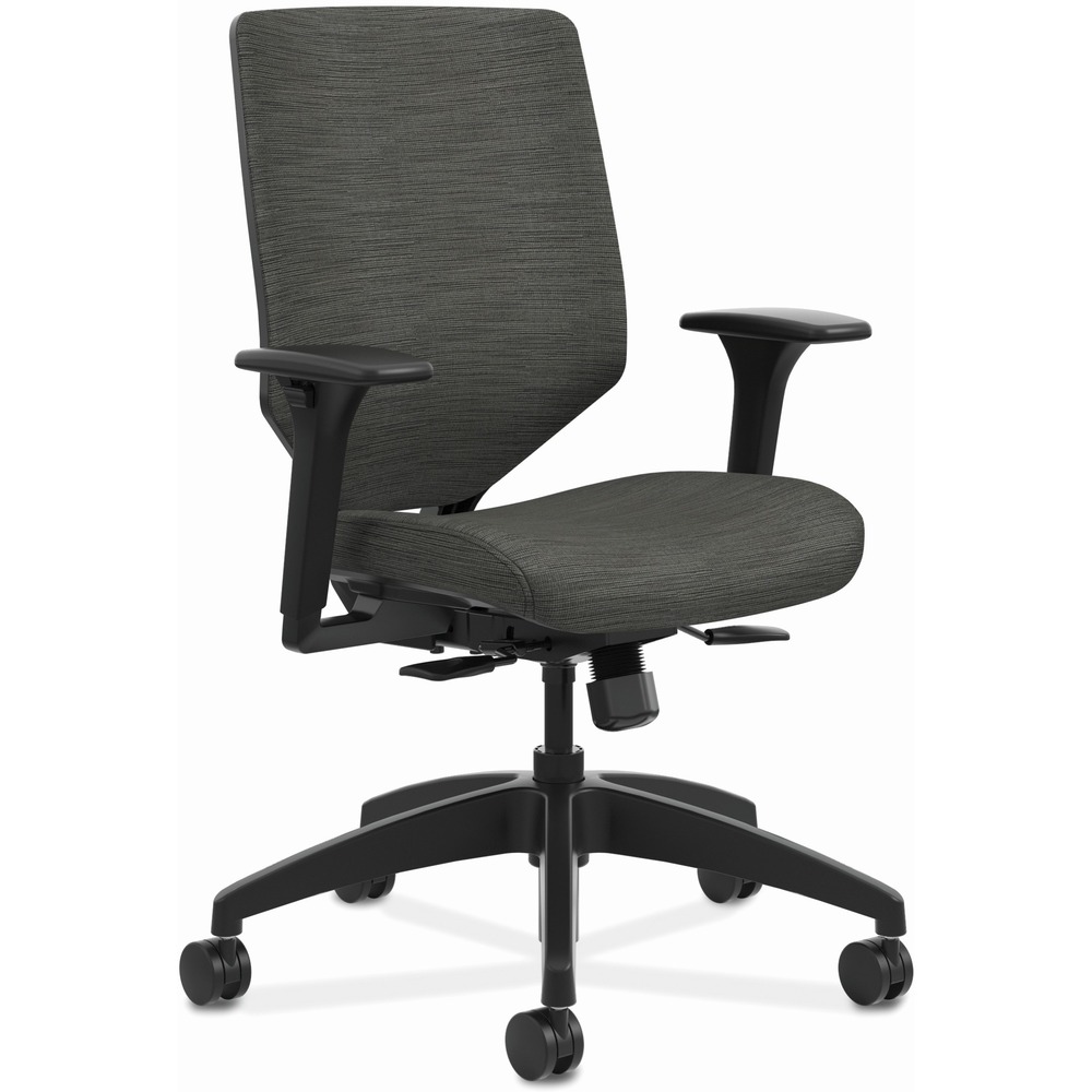 HONSVU1ACLC10TK - Solve is the single seating solution that helps a variety of users achieve optimal comfort in workstations, touchdown areas, collaborative environments, meeting rooms and more. This Solve mid-back task chair features an upholstered back stretched over the breakthrough ReActiv material that provides enhanced support above and beyond ilira-stretch mesh. Synchronized seat and back provide proper balance, alignment and lumbar support, and can be adjusted with a single lever. Adjustable-height arms move up and down for shoulder and upper body support. Other functions include pneumatic seat-height adjustment from 17" to 22" , 360-degree swivel and tilt tension. Waterfall seat edge promotes better leg circulation. Five-star base is equipped with dual-wheeled casters for smooth mobility. Upholstery color is Ink; frame color is black; and ReActiv back color is Charcoal. Weight capacity is 300 lb. More from the Manufacturer