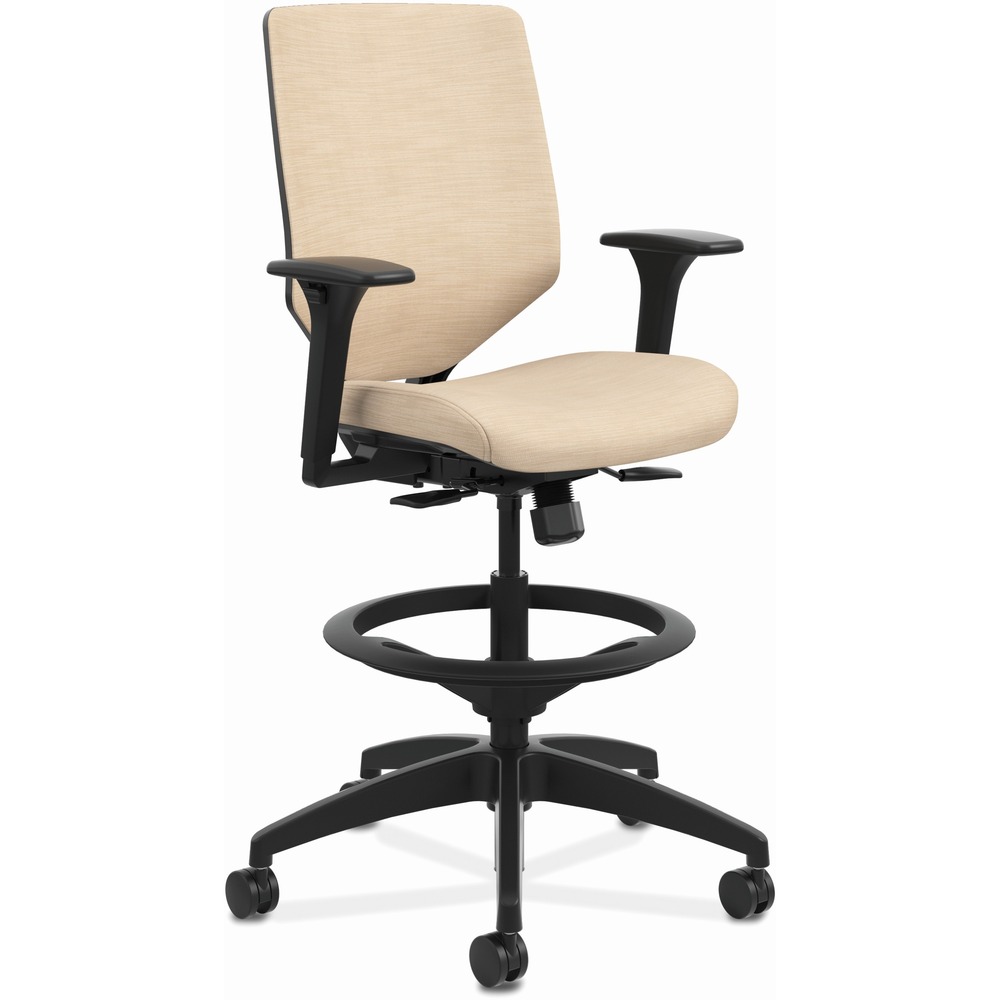 HONSVSU1ACLC22T - This Solve Task Stool features an upholstered back stretched over the breakthrough ReActiv material that provides enhanced support above and beyond four-way stretch mesh. ReActiv back with upholstery also increases thermal comfort and keeps your body cool with continuous airflow. Seat glides forward when the back reclines for a more natural posture. Synchro-tilt mechanism reclines the back at a higher ratio than the seat for proper back alignment. Other functions include pneumatic seat-height adjustment from 22-3/4" to 32-3/4" , 360-degree swivel, tilt tension and tilt lock. Adjustable footring moves up and down for users of all heights. Adjustable-height arms move up and down for shoulder and upper body support. Waterfall seat edge promotes better leg circulation. Upholstery color is Putty. Frame color is black. ReActiv back color is charcoal. Seat measures 19" wide x 19-1/4" deep. Back size is 18-1/4" wide x 21-1/2" high. Weight capacity is 300 lb. More from the Manufacturer