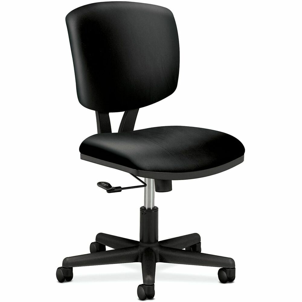 HON5701SB11T - Volt task chair offers black leather upholstery, comfort, function, and style and adapts to each user with simple comfort controls for added flexibility. Generous proportions and a contoured back deliver optimal comfort. Functions include pneumatic seat-height adjustment, 360-degree swivel, tilt, tilt tension and tilt lock. Design includes a 17-1/4" wide back and seat that are fully padded, and 2-1/2" hooded dual-wheel casters. Seat size is 18-1/2" wide x 18-3/4" deep. Usable seat depth is 18-3/4". Seat-to-floor height ranges from 18" to 22-1/4". Distinctive, V-shaped back measures 17-1/4" wide x 18-3/4" high from the seat. Chair also features a plastic outer back and black frame. Chair meets or exceeds applicable ANSI/BIFMA and ISTA performance standards. Height-adjustable arms are sold separately. More from the Manufacturer