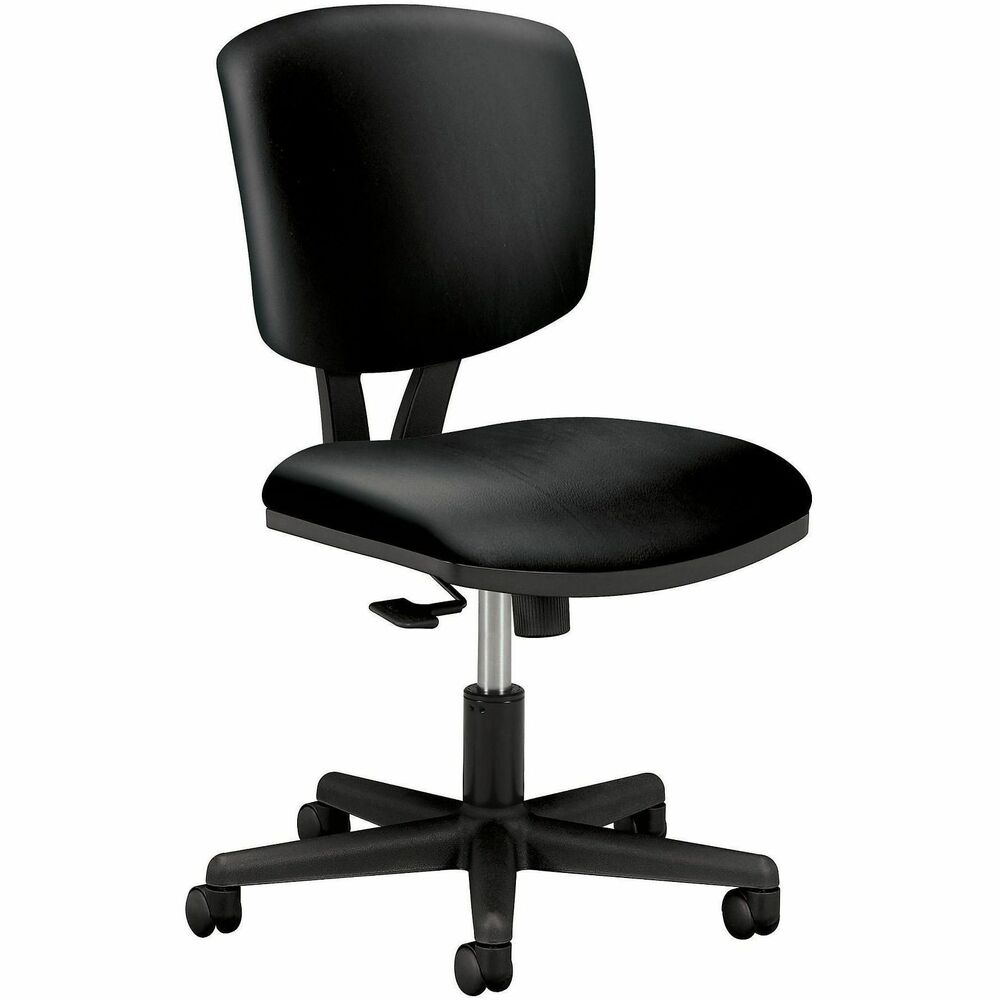 HON5703SB11T - Volt task chair offers black leather upholstery, comfort, function, and style and adapts to each user with simple comfort controls for added flexibility. Generous proportions and a contoured back deliver optimal comfort. Functions include pneumatic seat-height adjustment, 360-degree swivel, dual-action synchro-tilt, tilt tension and tilt lock. This ergonomic task seating design includes a 17-1/4" wide back and seat that are fully padded, and 2-1/2" hooded dual-wheel casters. Seat size is 18-1/2" wide x 18-3/4" deep. Seat-to-floor height ranges from 18" to 22-1/4". Distinctive, V-shaped back measures 17-1/4" wide x 18-3/4" high from the seat. Chair also features a plastic outer back and black frame. Chair meets or exceeds applicable ANSI/BIFMA and ISTA performance standards. Height-adjustable arms are sold separately. More from the Manufacturer